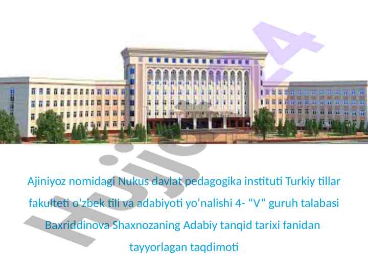 Adabiy tanqid tarixi fanidan taqdimot