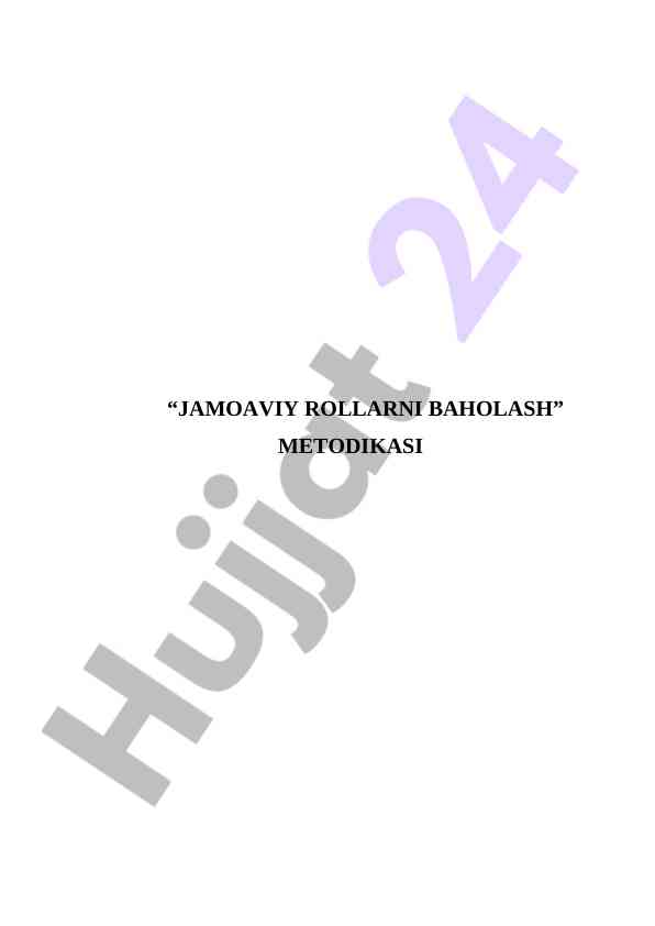 Jamoaviy rollarni baholash metodikasi