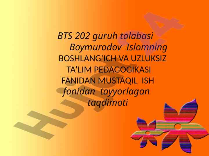 Boshlang‘ich va uzluksiz ta’lim pedagogikasi