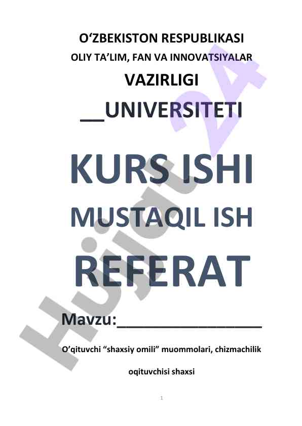 O'QITUVCHI SHAXSI OMILI MUAMMOLARI VA CHIZMACHILIK