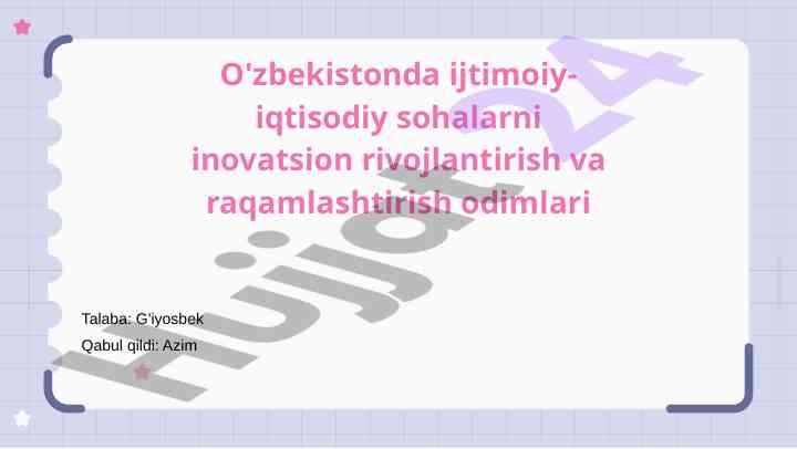 O'zbekistonda innovatsion rivojlanish va raqamlashtirish