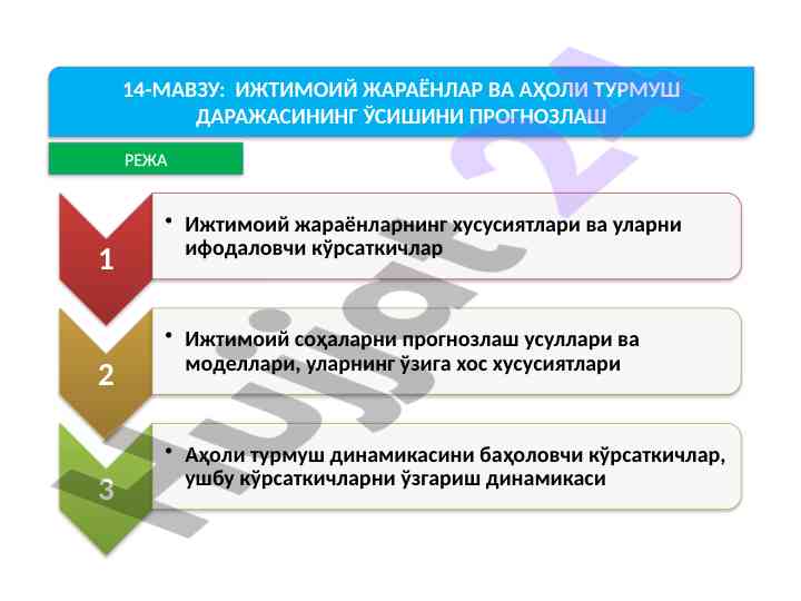 Ижтимоий жараёнлар ва аҳоли турмуш дарajasining ўсиши