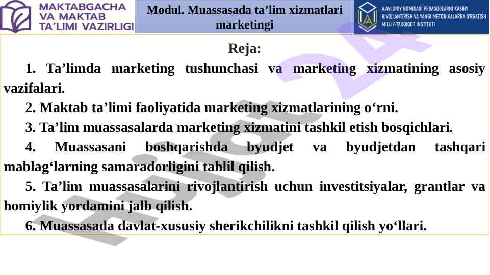 Ta’lim xizmatlari marketingi tushunchasi