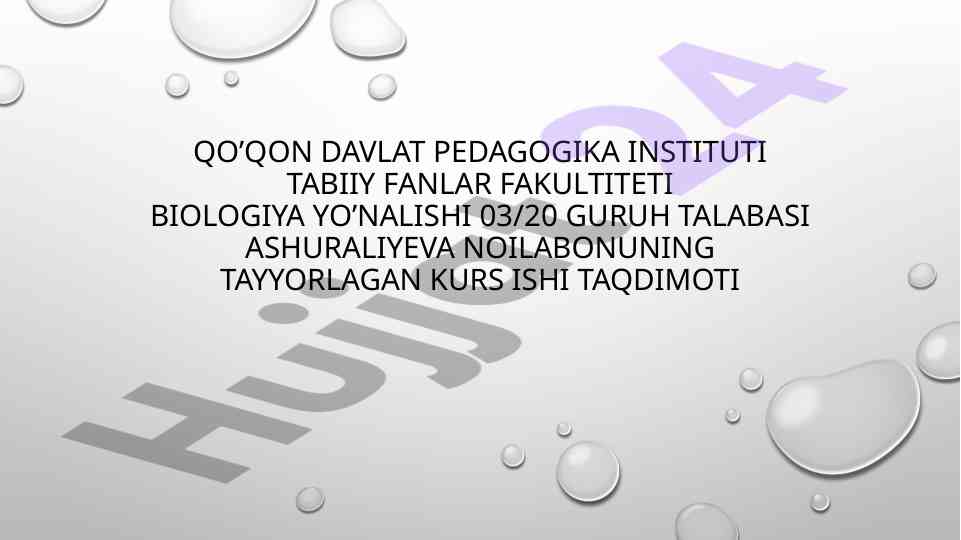 O’simliklarda suvning ahamiyati va fiziologiyasi
