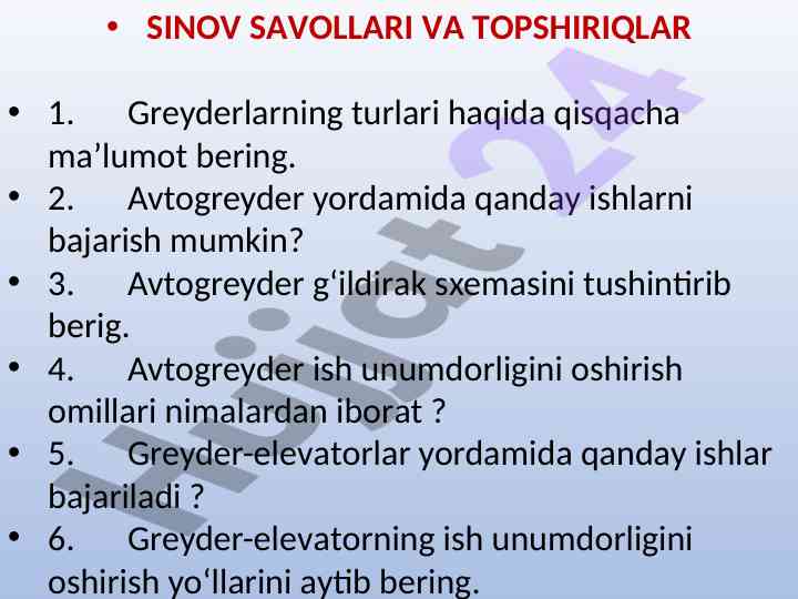 Greyderlar va avtogreyderlar haqida qisqacha ma'lumot