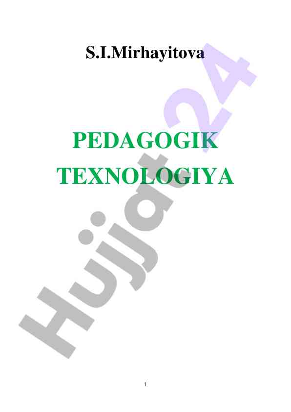 Pedagogik texnologiya o‘quv qo‘llanmasi
