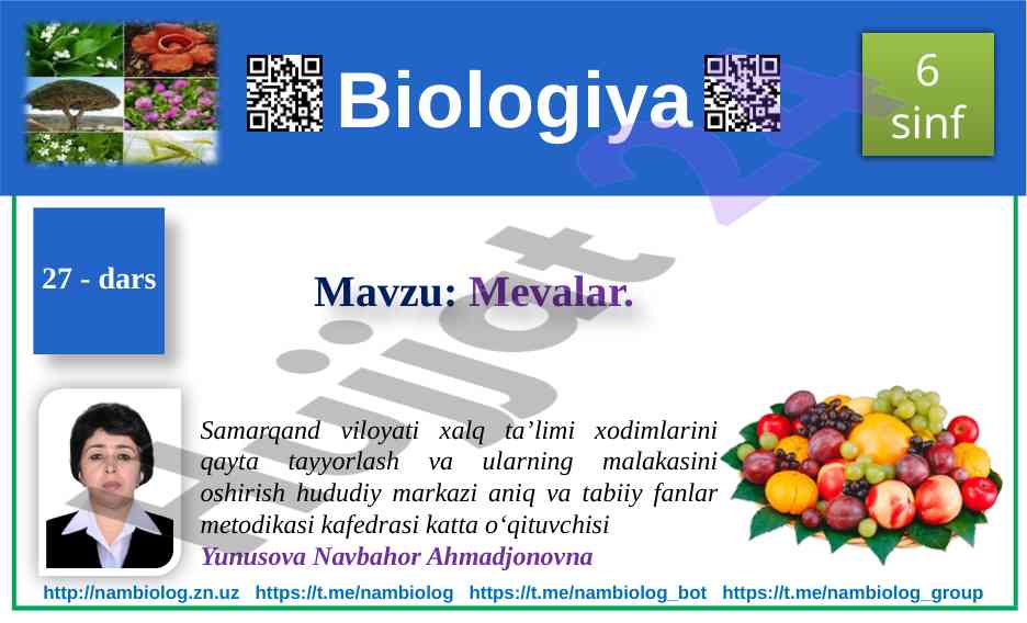 Mevalar va ularning xillari taqdimoti