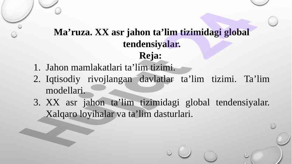 Xx asr ta’lim tizimidagi global tendensiyalar