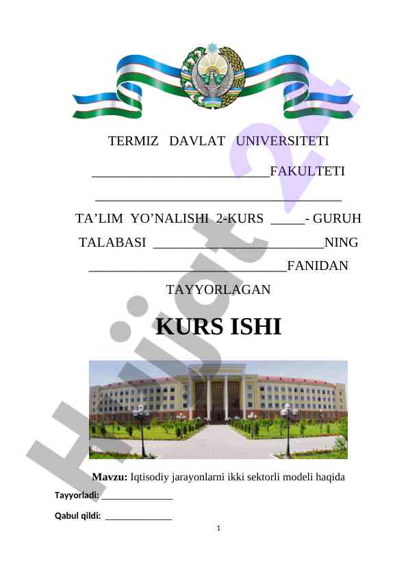 Iqtisodiy jarayonlarni ikki sektorli modeli