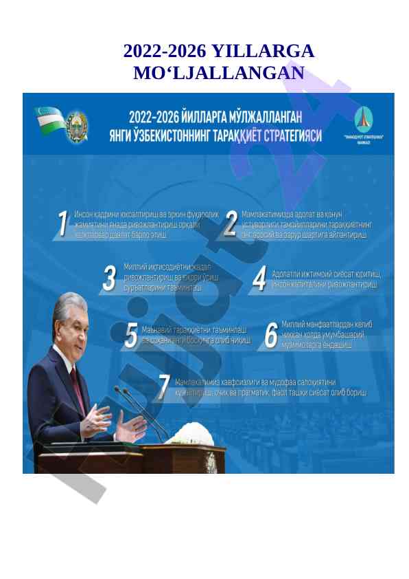 Yang uzbekistan taraqqiyot strategiyasi 2022-2026