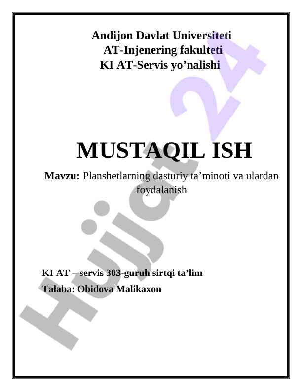 Planshetlarning dasturiy ta’minoti va foydalanish
