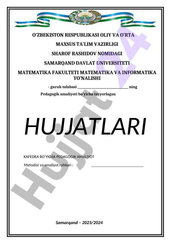 Pedagogik amaliyot yo'llanma matematika fakulteti
