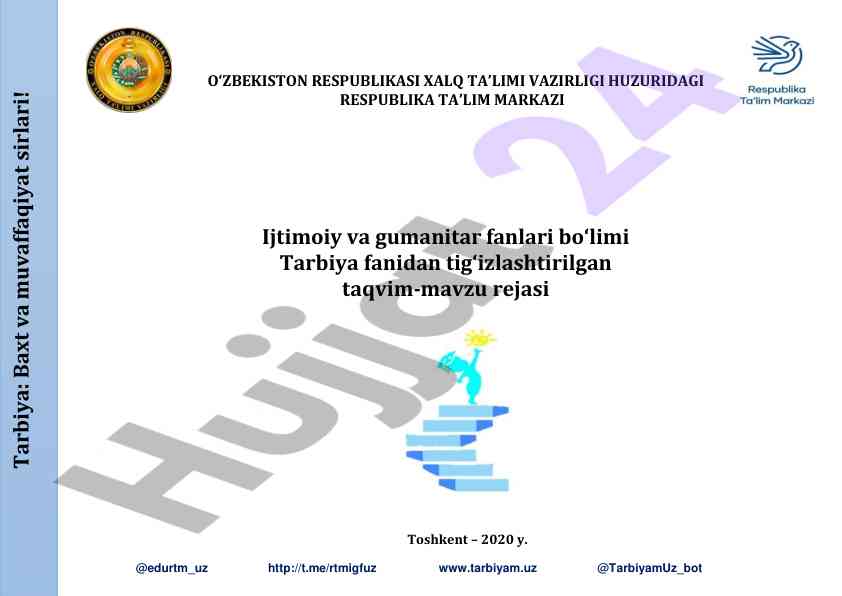 Tarbiya fanidan taqvim-mavzu rejasi 2020 yilda