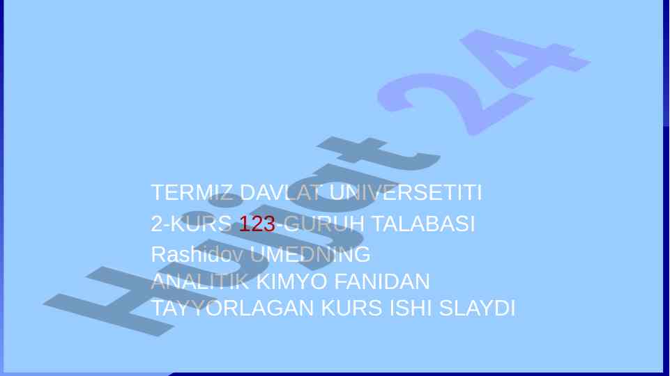 Ion almashinish xromatografiyasi kurs ishining slaydi
