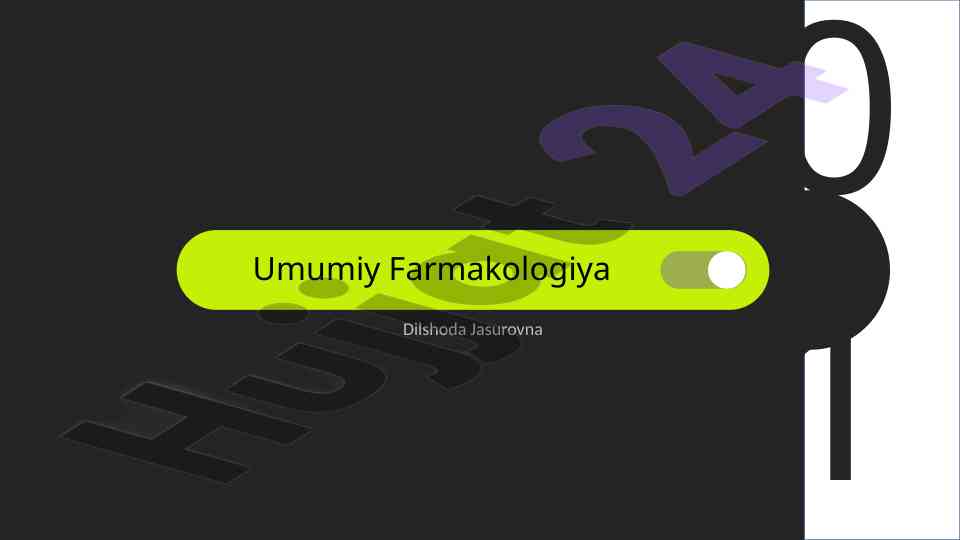 Umumiy farmakologiya ta'rifi va asosiy konseptsiyalar