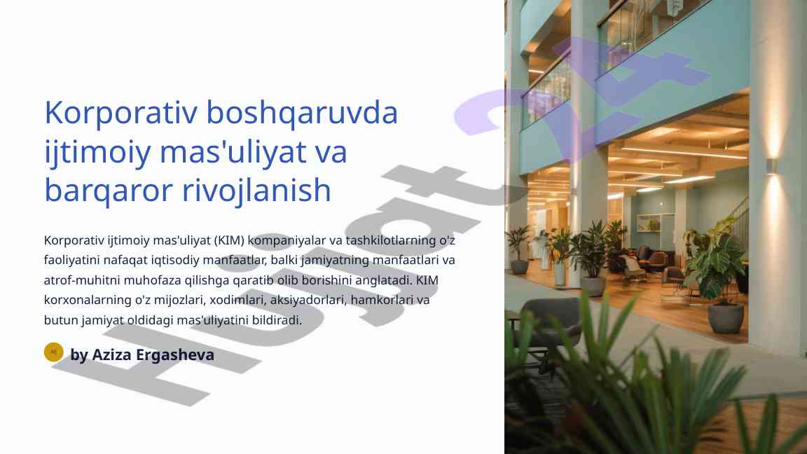 Korporativ boshqaruvda ijtimoiy mas'uliyat va barqaror rivojlanish