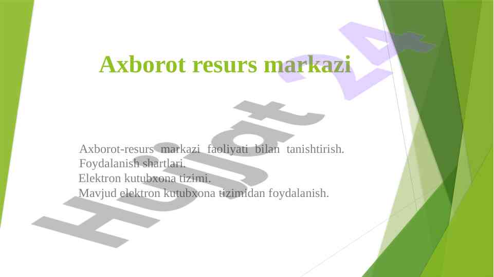 Axborot resurs markazi faoliyatini tanish