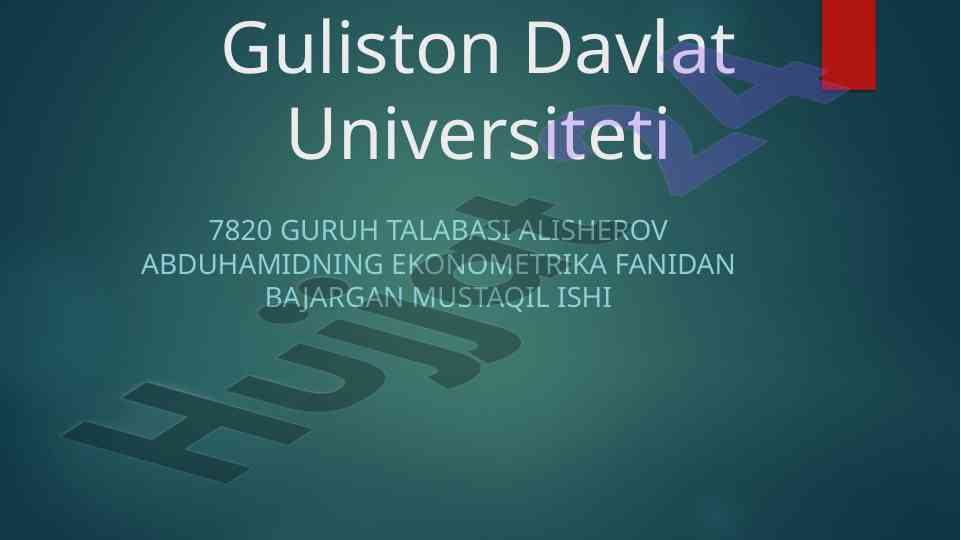 Avtomobillarda yo‘lovchi tashish ekonometrika