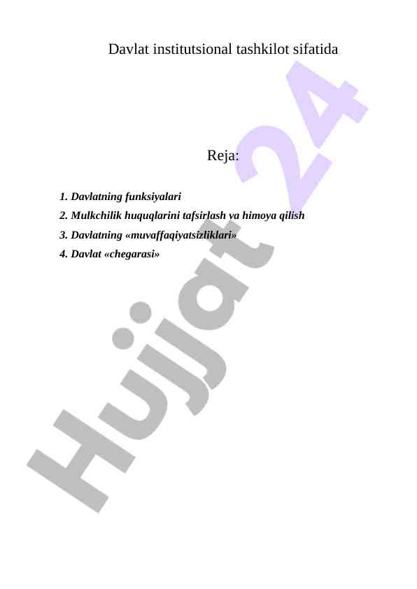 Davlatning iqtisodiy funksiyalari va huquqlari