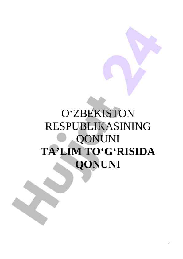 O'zbekiston Respublikasi Ta'lim Qonuni