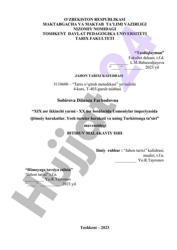Usmoniylar imperiyasida ijtimoiy harakatlar tahlili