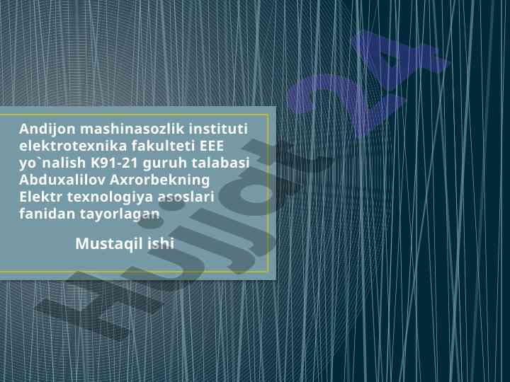 Elektr termik jarayonlar va qurilmalar