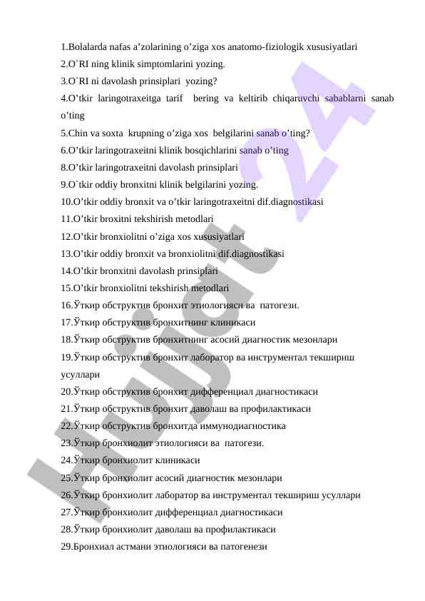 O’tkir bronxit va laringotraxeitni davolash prinsiplari