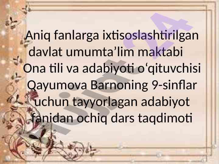 Ochiq dars taqdimoti: alisher navoiyning xamsa