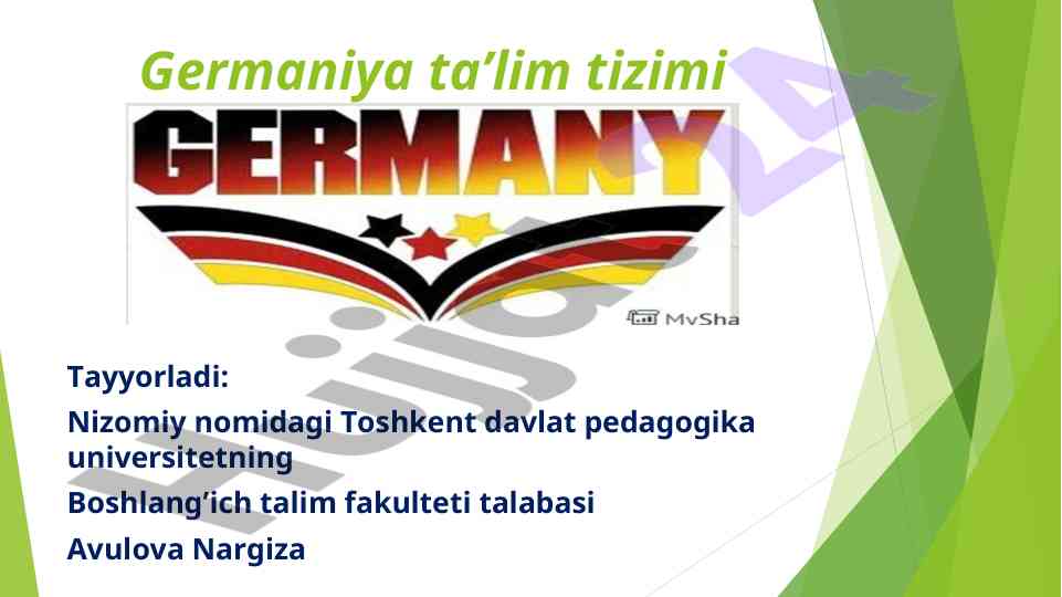 Germaniya ta’lim tizimi va uning tajribasi