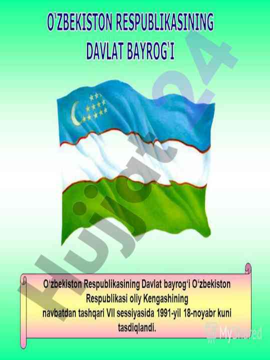O‘zbekiston respublikasi davlat bayrog‘i tushunishi