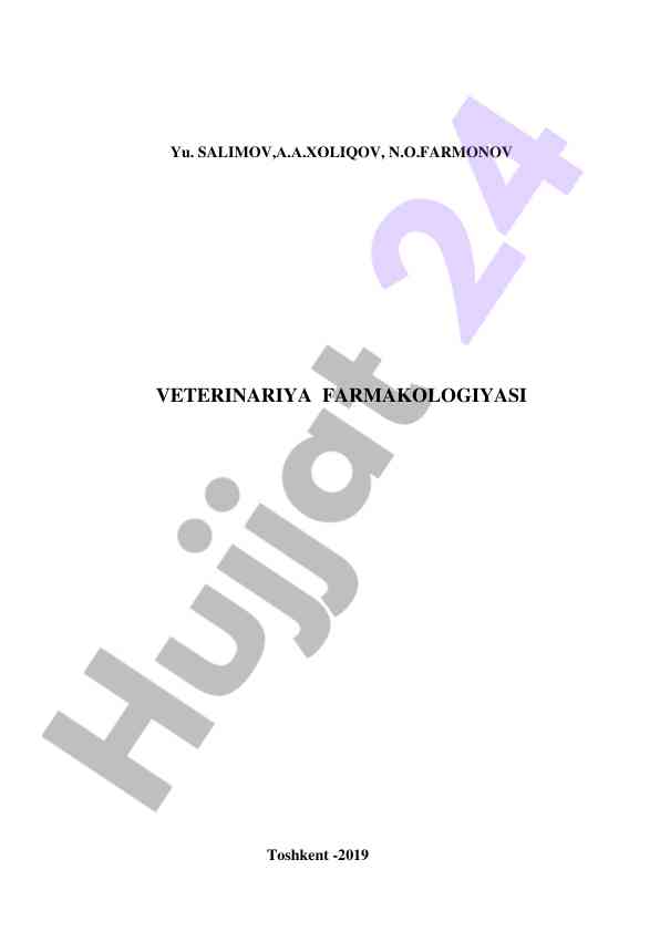 Veterinariya farmakologiyasi o‘quv qo‘llanma 2019
