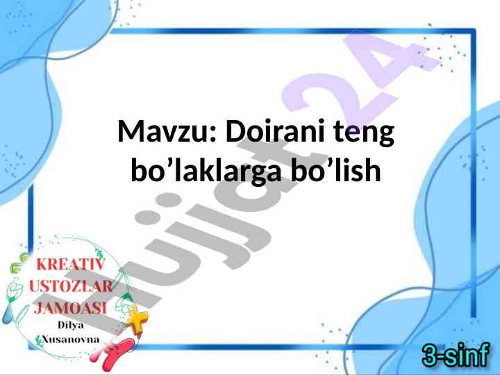 Doirani teng bo'laklarga bo'lish va vitraj naqshlari