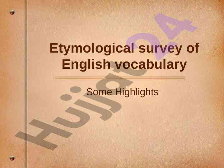 Etymological survey of english vocabulary insights