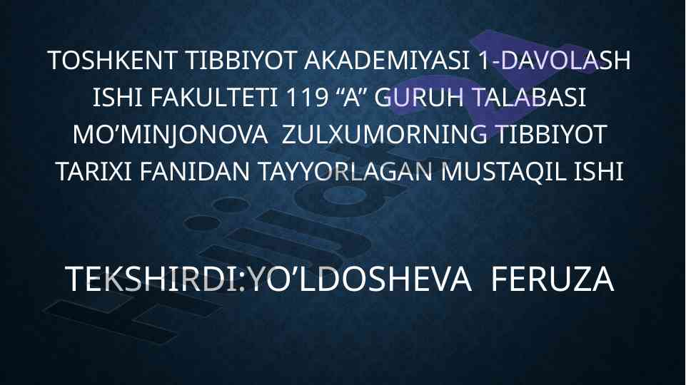 Tibbiyot tarixi fanining rivojlanishi