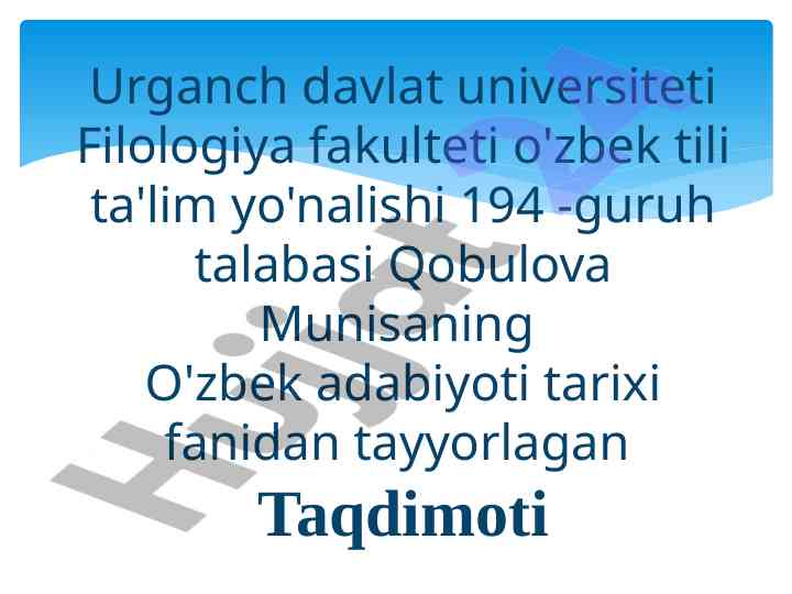 O'zbek adabiyoti tarixi asari taqdimoti