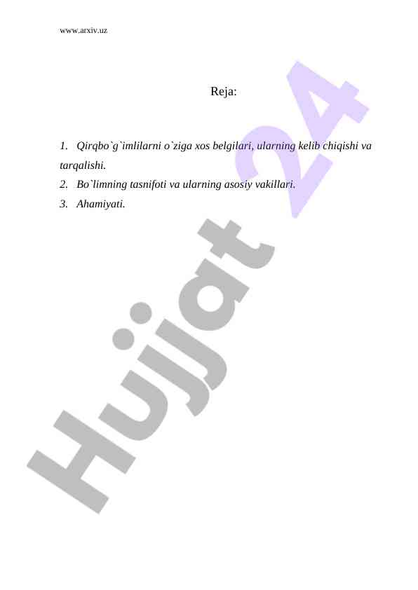 Qirqbo'g'imlilar O'ziga Xos Belgilari