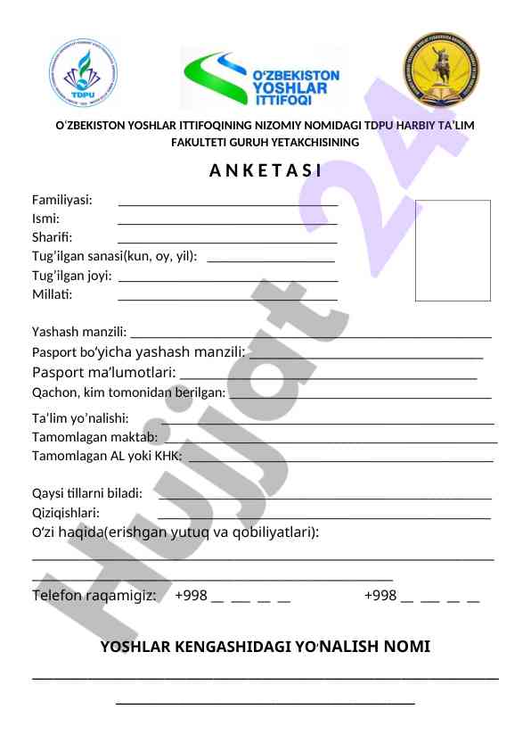 Harbiy ta'lim fakulteti anketa