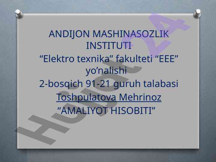 Amaliyot hisobiti tanqidiy tahlil va tavsiyalar