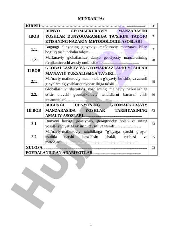 Mafkura va ideallar: zamonaviy yoshlar tahlili
