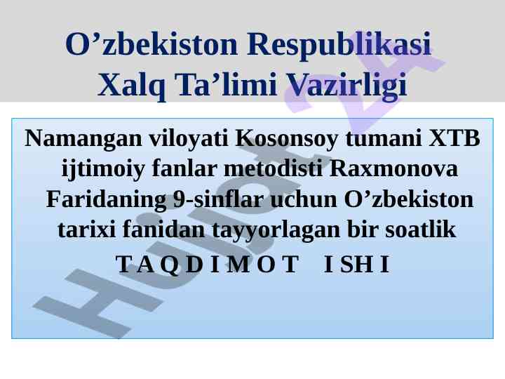 Xiva xonligining tugatilishi taqdimoti