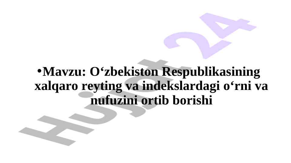 O‘zbekiston respublikasining xalqaro reytinglari tahlili