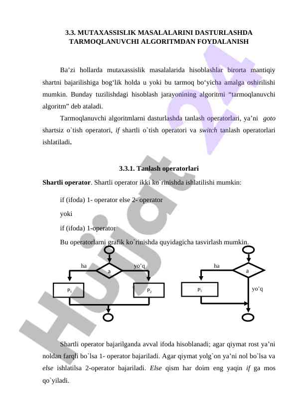 Tarmoqlanuvchi algoritmni dasturlash asoslari
