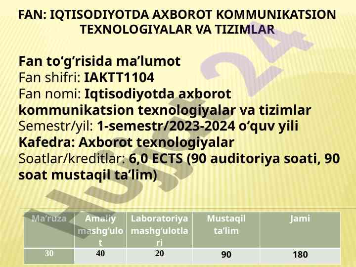 Iqtisodiyotda axborot texnologiyalari o‘quv qo‘llanmasi