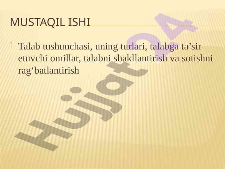 Talab tushunchasi va marketing fanining asoslari