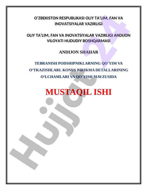 Tebranish podshipniklarining qo'yim va o'tkazishlari