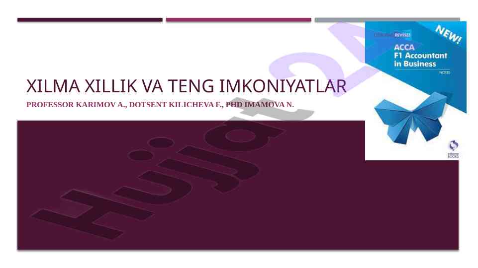 Teng imkoniyatlar va ish bilimlari tahlili