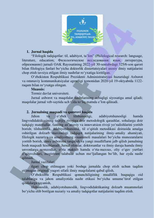 Filologik tadqiqotlar jurnali: til, adabiyot, ta'lim