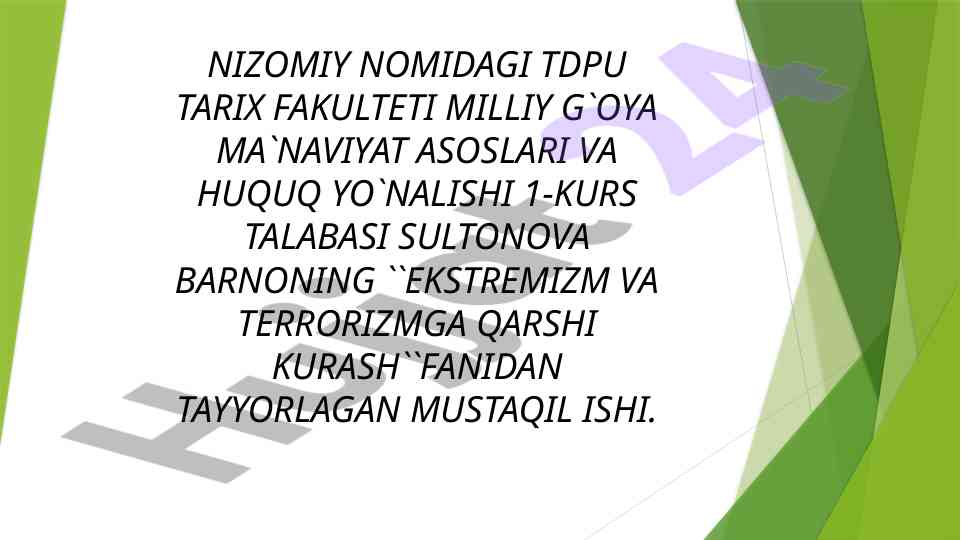 Ekstremizm va terrorizmga qarshi kurash asoslari