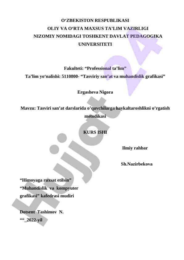 Tasviriy san'at darslarida haykaltaroshlikni o'rgatish