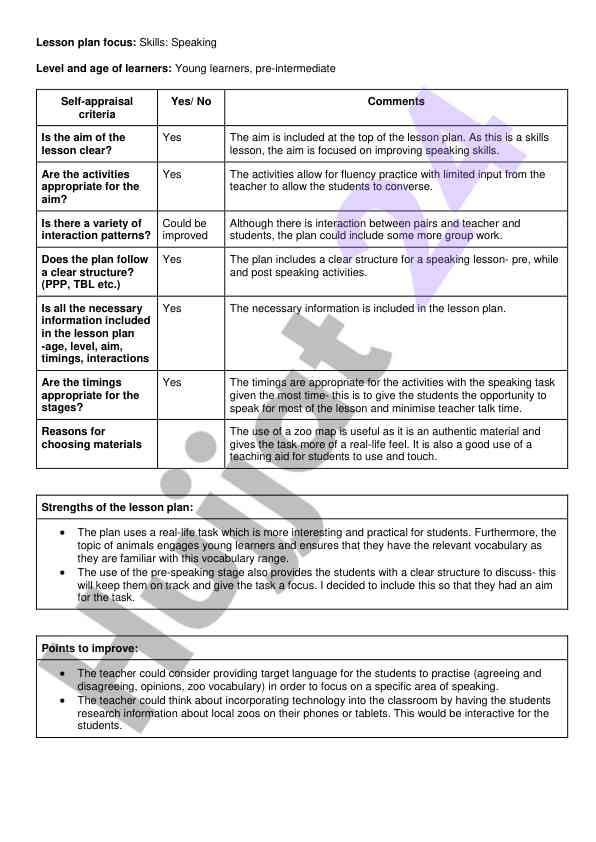 Effective speaking skills lesson plan for young learners